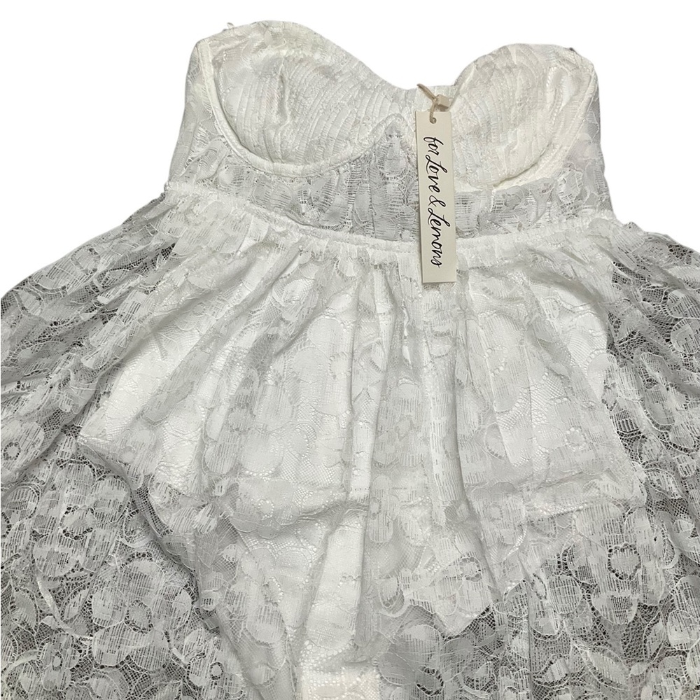 For Love & Lemons Lorena Lace Sheer Maxi Dress White Size Small NWT - Picture 5 of 13